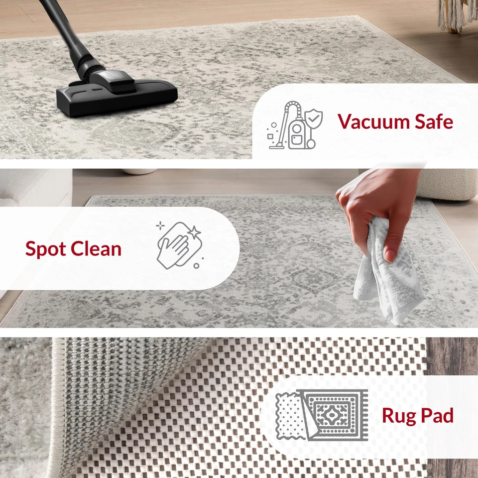 Alfombra vintage descolorida Odell, 4' x 6', marfil, rectangular, 0,47" de grosor Foto 2 de 4