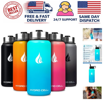 #ad Eco Friendly 32oz Insulated Water Bottle with Wide Mouth and Straw Teal Finish $60.99