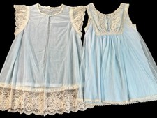 Gilead Vintage Nightgown Robe Womens Large Sheer Nylon  Lace USA Peignoir 2 Pc
