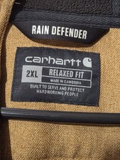 Carhartt Men's Rain Defender Relaxed Fit Snap Jacket Brown Size 2XL