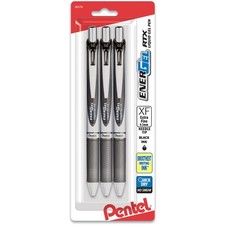 Pentel EnerGel RTX Retractable Liquid Gel Pen, 3 Count Pack of 1 , Black