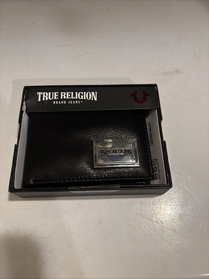 Cartera True Religion para hombre, negra Foto 3 de 4