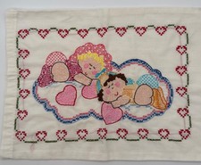 Vintage Handmade Embroidered Baby Crib Pillowcase Nursery Cotton Blend