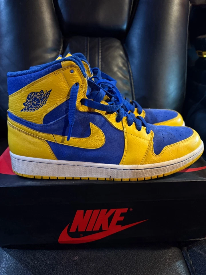 Размер 12 - Air Jordan 1 ретро оригинальный High Laney университетская кукуруза королевский белый - Изображение 2 из 4