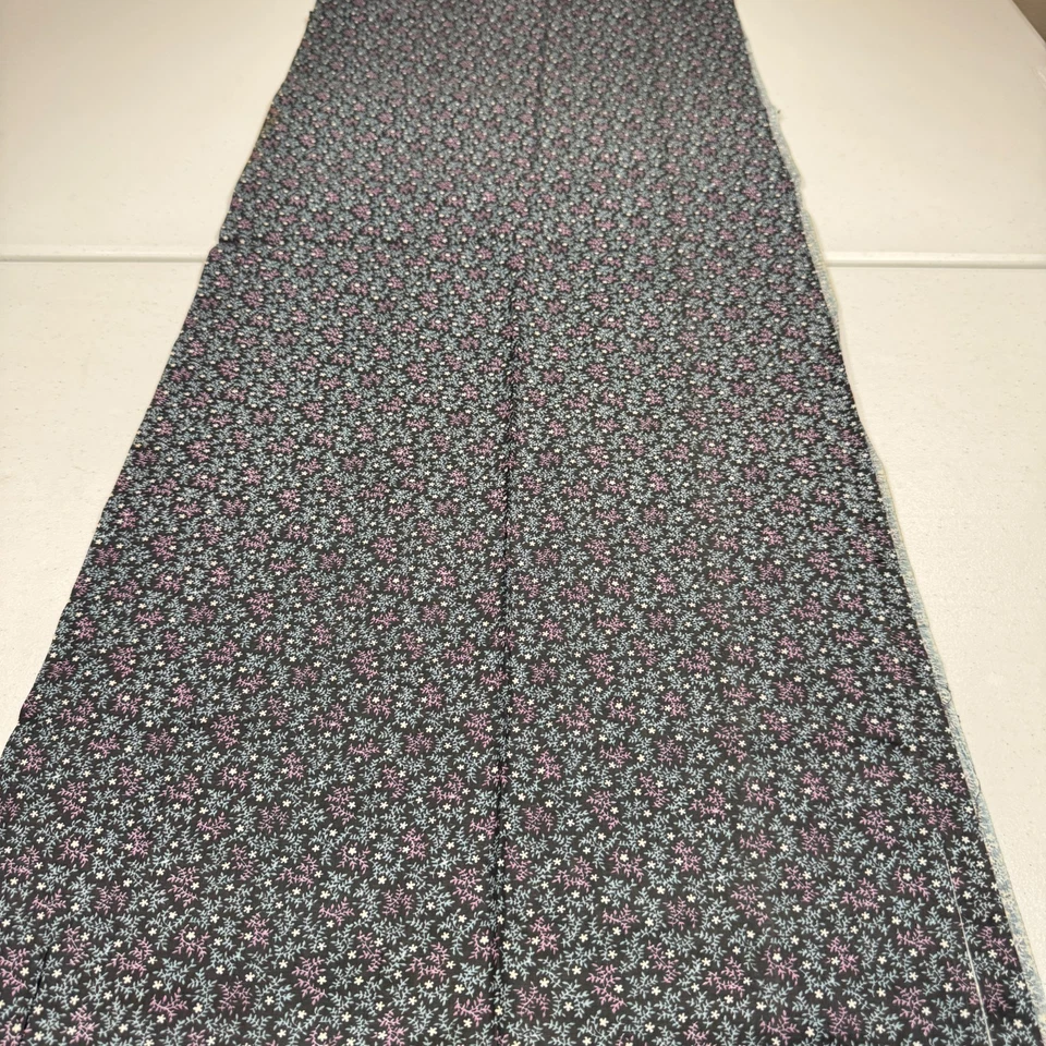 vintage quilting fabric purple blue leaves floral cotton 36x147 4 yards - Image 2 of 4