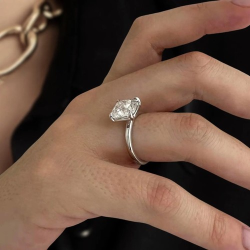 4.00.Ct Cushion Old White Moissanite Diamond Engagement Ring 925 Sterling Silver - Picture 6 of 6