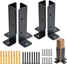 4 PCS Adjustable Deck Post Anchor Base Brackets Fit 4 Pieces, Balck 