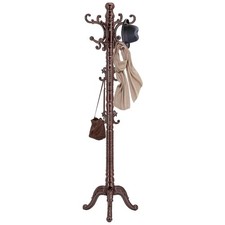Wood Coat Rack Stand, Classic Wooden Coat Rack Freestanding with Sturdy Trian...