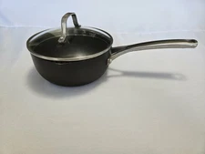 Calphalon Classic 2 Qt Dual Pour Saucepan WITH Glass Strainer Lid Sauce Pan Set