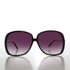 Black Large Square Classy Boho Chic Sunglass - Elsa