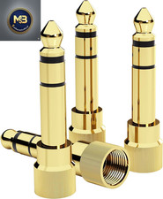 5Pcs Gold Plated Stereo Phone Screw-On Adapter 6.35Mm 1/4 Inch Male to 3.5Mm 