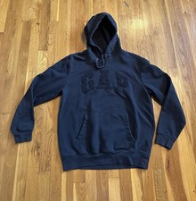Gap Embroidered Logo Black Pullover Hoodie Sweatshirt Mens Size Medium