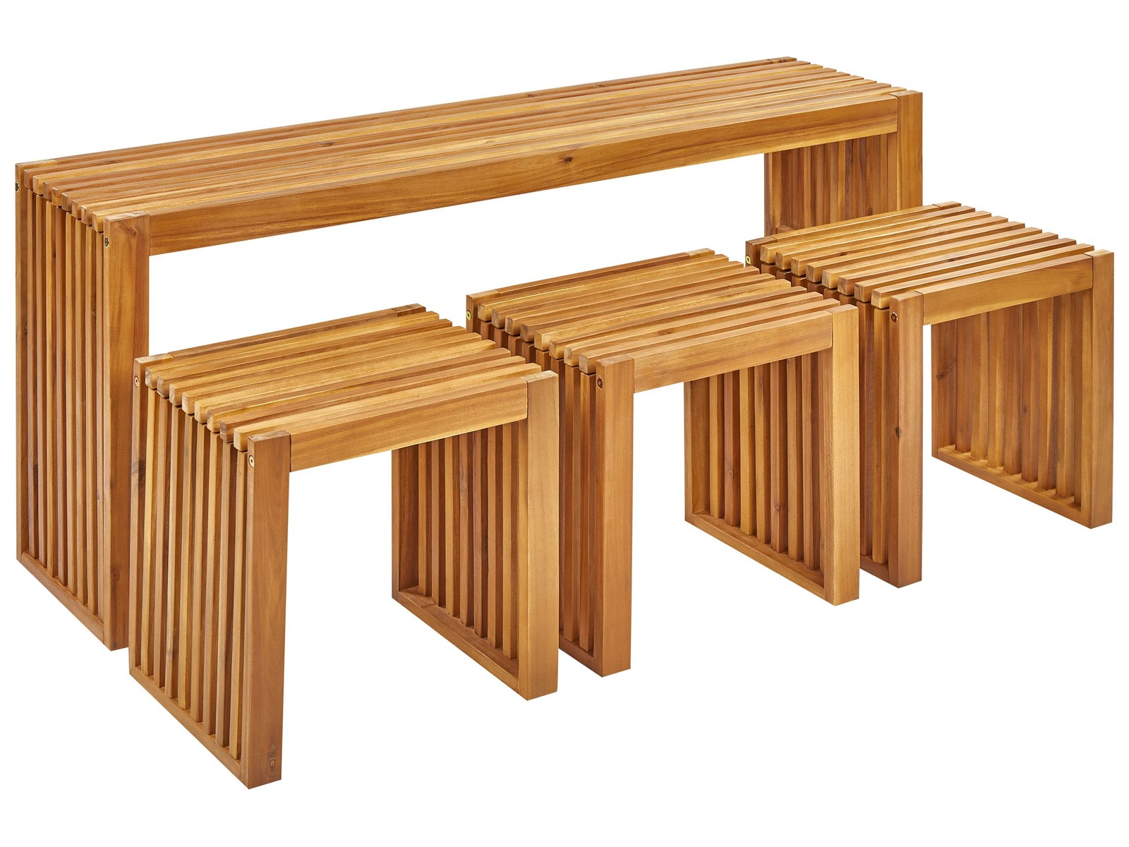 BELLANO 3 posti Set da pranzo da giardino con sgabelli Marrone Legno d'acac