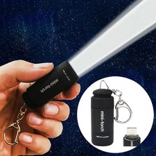 USB Rechargeable Mini LED Keychain Flashlight - Strong Pocket Light Waterproof