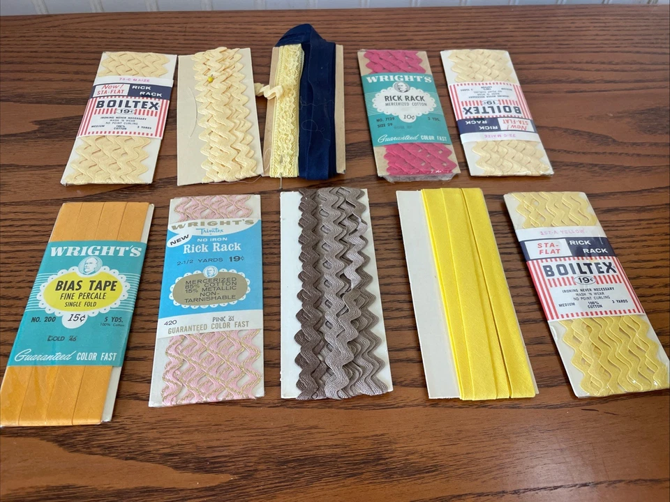 Lote Mixto De 38 Artículos De Costura De Colección Wrights Boilex Rick Rack Sesgo Cinta Costura Foto 3 de 4
