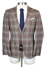 Hugo Boss Hutson Sport Coat 38 R Mens Slim Fit Rust Red Tan Plaid Virgin Wool