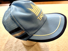 Vintage Taylor Crown 3 Stripe Trucker Baby Blue White 80s Made in USA READ