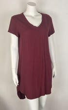 Anthropologie Cloth & Stone Black Short Sleeve V Neck Hi-Low Hem Dress SZ Small