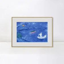 Framed Canvas Print Boating on The River by Marc Chagall Wall Art 