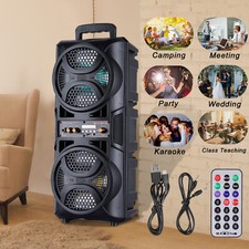 Dual 6.5" Woofer Portable BT Party Speaker System Stereo Heavy Bass Sound LED