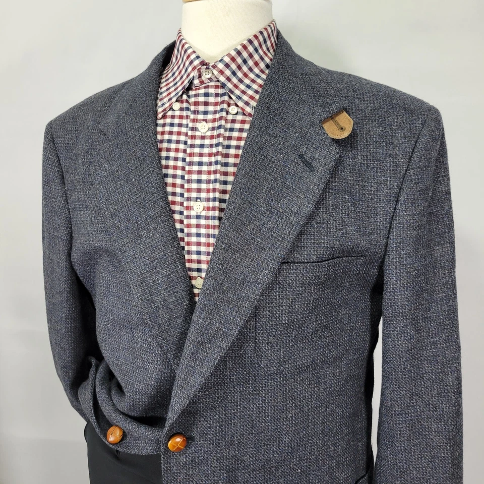 Abrigo Blazer Deportivo de Tweed Para Hombre Stafford Options Dos Botones Parches en el Codo 44S Foto 4 de 4