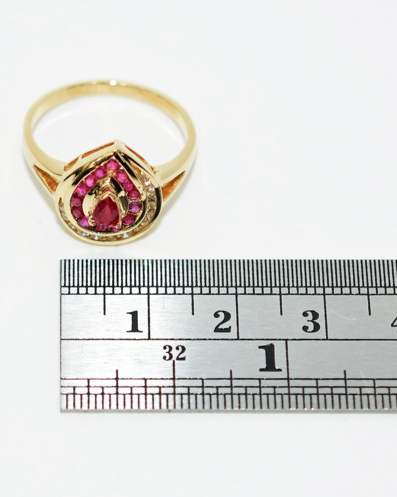 Natural Ruby & Diamond Ring 14K Solid Gold .71tcw… - image 10