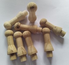 10x DEFECT Oak Wooden Shaker Pegs 62mm Unfinished Solid Wood Hook Hangers Shabb
