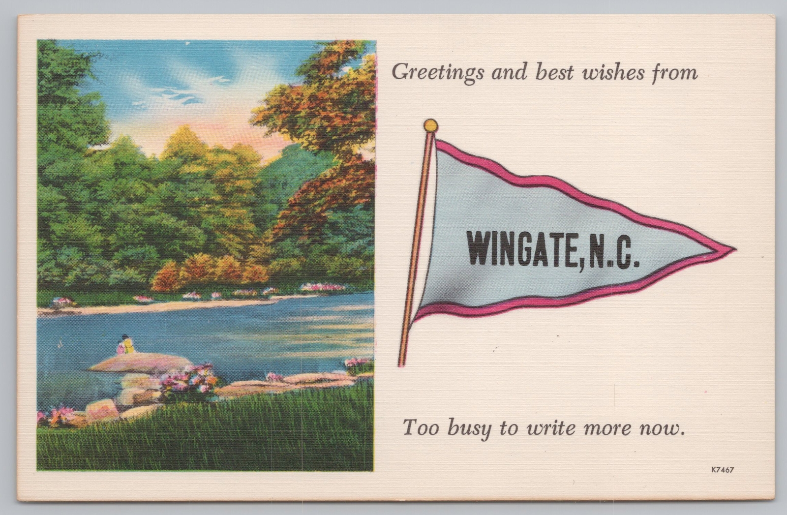 LinenWingate North CarolinaFamily Sitting on Rock in StreamVintage