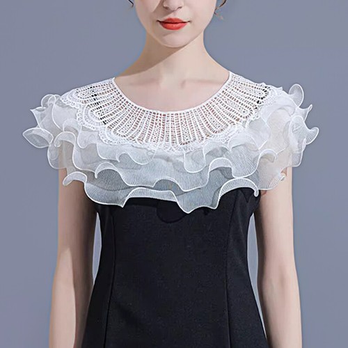 Women Layered Ruffles Lace Bolero Prom Wedding Dress Shawl Shrug Wrap Cover Up - Picture 3 of 19