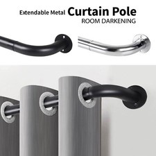 Curved Design Extendable Curtain Pole Set Hotel Quality 28mm Strong Metal Rod UK