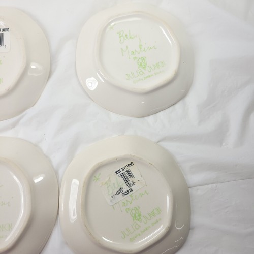 Julia Junkin Studio Baby Martini Glass Cocktail Dessert Ceramic Plates Set Of 4 - Picture 5 of 7