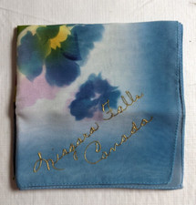 Vintage Niagara Falls NY Souvenir Scarf Hand Painted Floral Blue