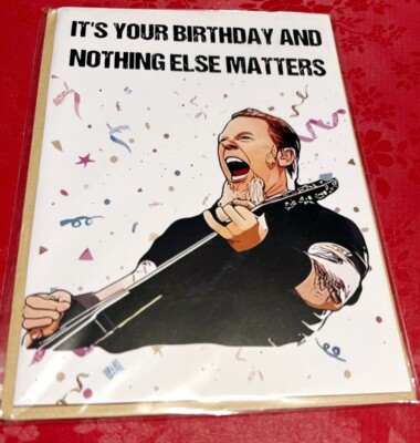 METALLICA  NOTHING ELSE MATTERS CARTOON BIRTHDAY CARD~~5''x7''~BLANK INSIDE, TAN