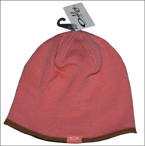 Brandneu mit Etikett authentisch Oakley bestickt Beanie Mütze Kappe Logo vorne & hinten pink neu - Bild 3 von 3