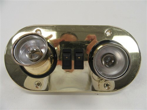 FLUSH MOUNT ALUMINUM GOLD DUAL SWITCH CABIN LIGHT 8" X 4" MARINE BOAT - Picture 1 of 10