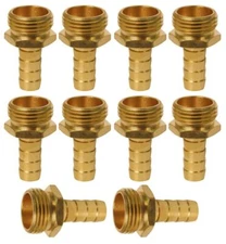 Garden Hose Adapter, 3/8" x 3/4" Brass 10 Pack