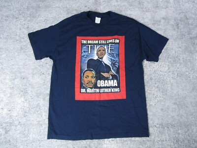Obama MLK Graphic T Shirt Mens XL Navy Blue Short Sleeve Crewneck 