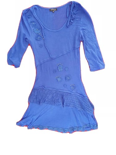 Ladies Royal Blue Knitted Dress 10/12 M 
