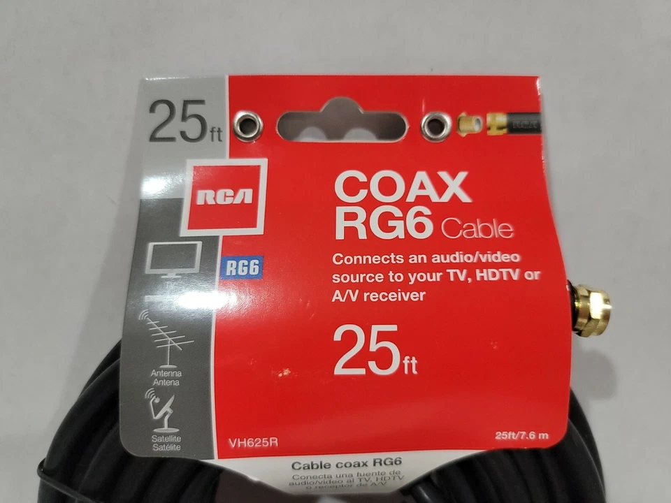 3 each RCAVH625R - RCA VH625R RG6 Coaxial Cable (25ft; Black) - Image 3 of 4