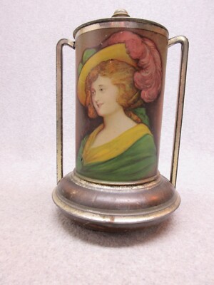 1910 RIDGEWAY 5 O'Clock TEA  Original TiN Litho CaN ART NOUVEAU LADY Plume Hat