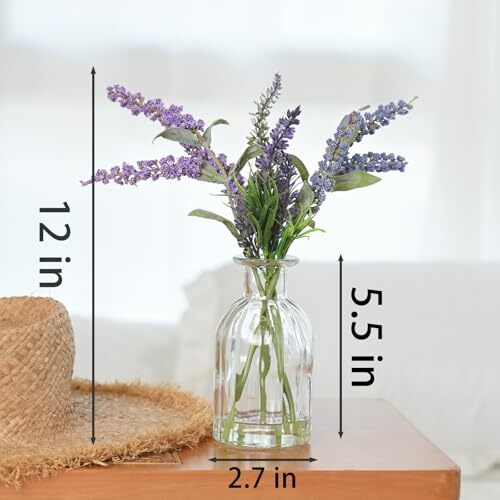 Fake Flowers Artificial Plants in Glass Vase with Faux Water,Faux Blue