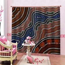 Brown Blue Stone Finely Curved Printing 3D Blockout Curtains Fabric Window