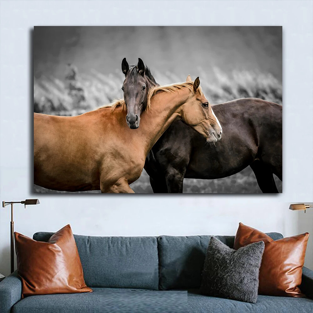 Couple of Horses Animal Wall Art Canvas Painting Posters and Prints Picture