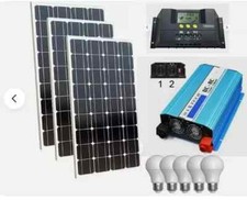 KIT FOTOVOLTAICO  INVERTER 3000W ONDA PURA PANNELLO 100 WATT REGOLATORE 50AMP