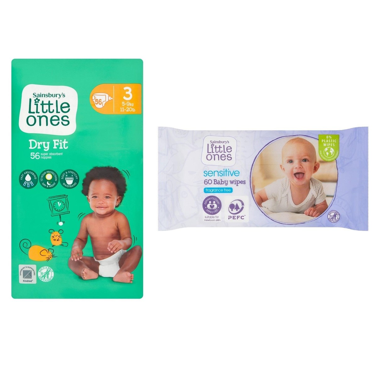 Little Ones Size Nappies Dry Fit 56 Pack 60 Fragrance Free