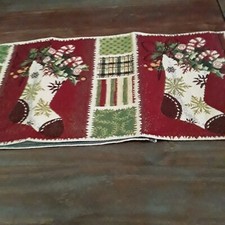 CHRISTMAS STOCKING TAPESTRY TABLE RUNNER 13 X 68 BRAND NEW