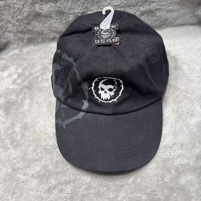Biker Gear Hat Cap Fitted Black White Skull Motorcycle Baseball Adult Men New