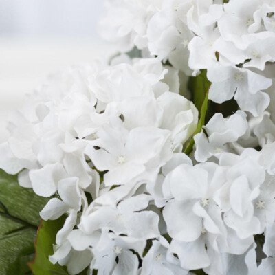 16-1/2'' White Artificial Hydrangea Floral Bush
