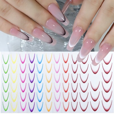Gradient French Line Nail Art Stickers DIY Designs Stencil Guides Manicure NS2