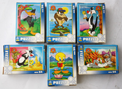 6X RARE 2000 LOONEY TUNES MINI PUZZLE 54 PCS DAFFY BUGS TAZ TWEETY